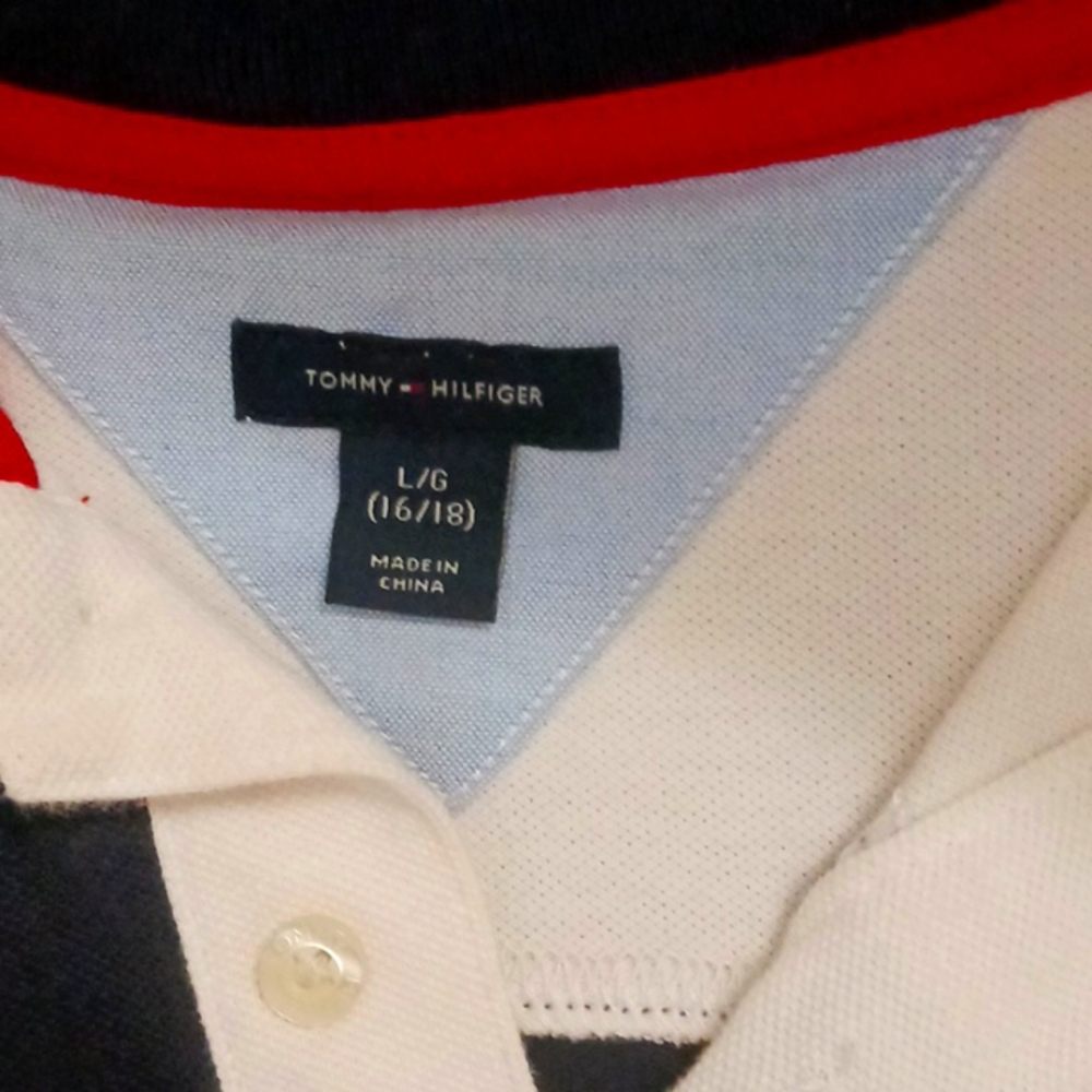 Tommy Hilfiger Purge 16/18 Polo two button button up collar navy blue